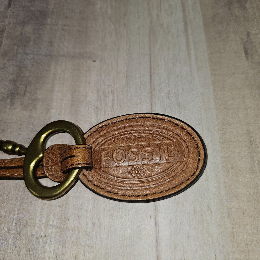Fossil Purse Charm Hang Tag Key Lock Leather - Picture 2 of 4